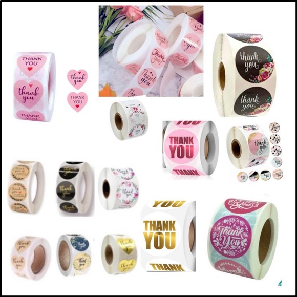 Special 5 Rolls Thank You Stickers 500 ct Mystery Box Bundle labels Variety - Picture 3 of 5